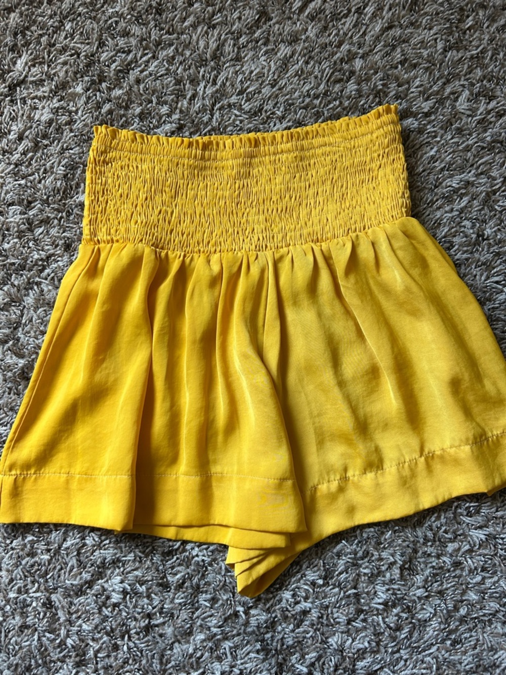 Women's Yellow Smocked Waist Shorts